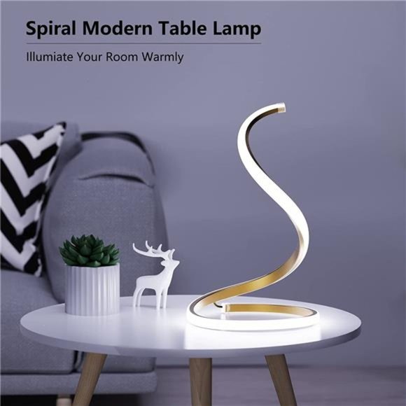 Spiral LED Table Lamp,Modern 3 Colors Dimmable Desk Lampwith Minimalist Lighting - Picture 3 of 5